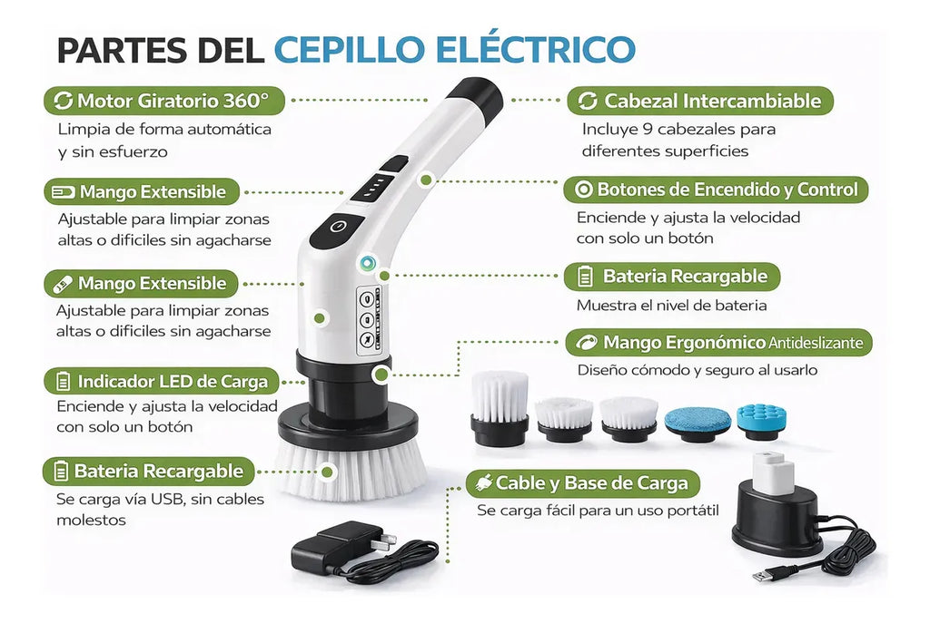 Cepillo Electrico Limpieza 9 En 1